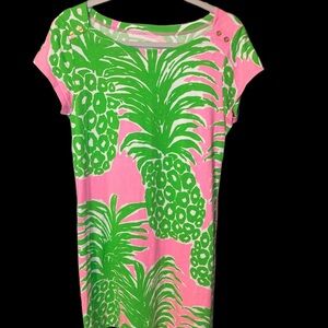 Lilly Pulitzer Bright Pink with Green Pineapples, Dress Size L